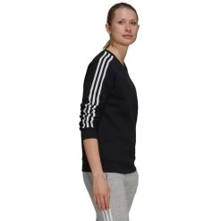 ADIDAS Women's Essential 3-Stripes Fleece Sweatshirt -Fit Style Shop 2074488 001 alt3