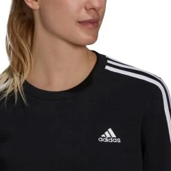 ADIDAS Women's Essential 3-Stripes Fleece Sweatshirt -Fit Style Shop 2074488 001 alt4