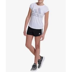 ADIDAS Girls' Climalite Rainbow Foil Short Sleeve Tee -Fit Style Shop 2075114 101 alt4