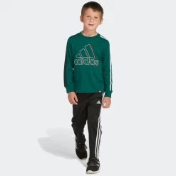 ADIDAS Boys' Split 3 Stripes Long Sleeve Tee -Fit Style Shop 2076878 308 alt2